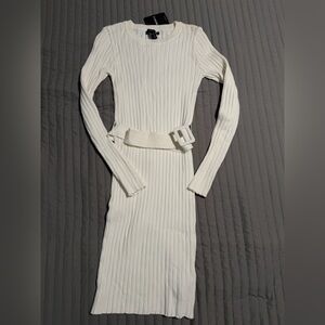Forever 21 Cream Ribbed Knit Dress